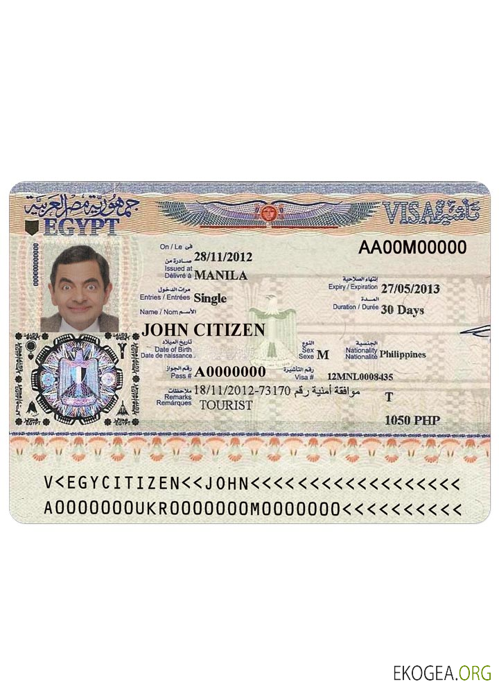 Visa ÉGYPTE template